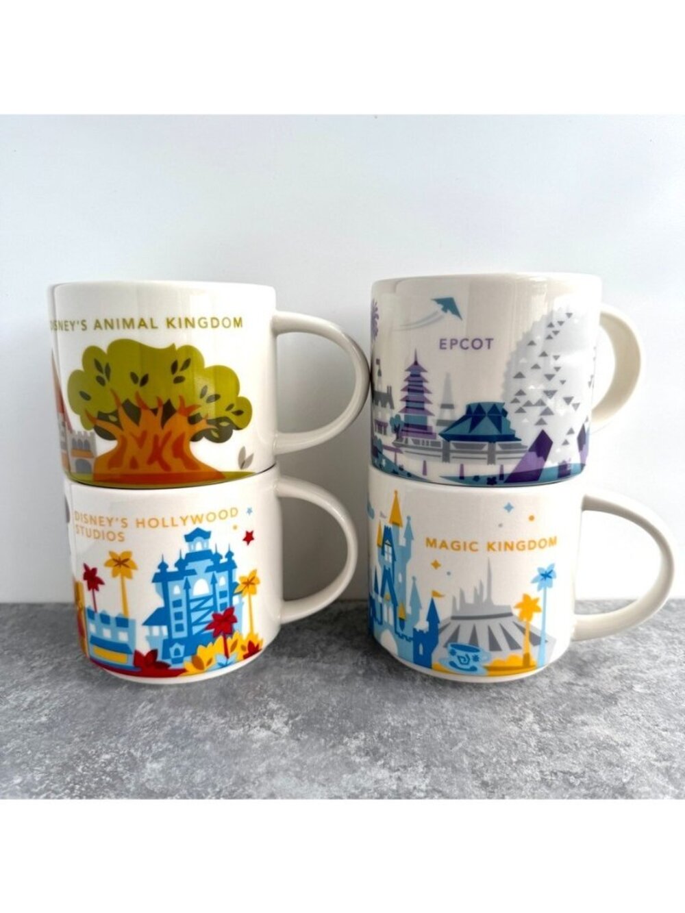 Starbucks Disney WDW You Are Here Mugs Magic Kingdom Epcot Animal 14Oz Set Of 4